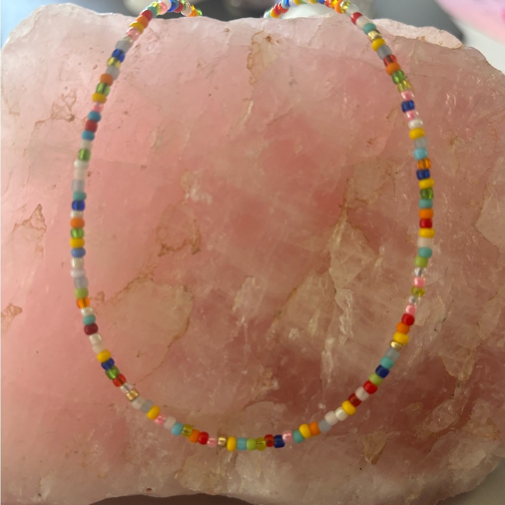 Hand Made Rainbow Glass Bead Choker